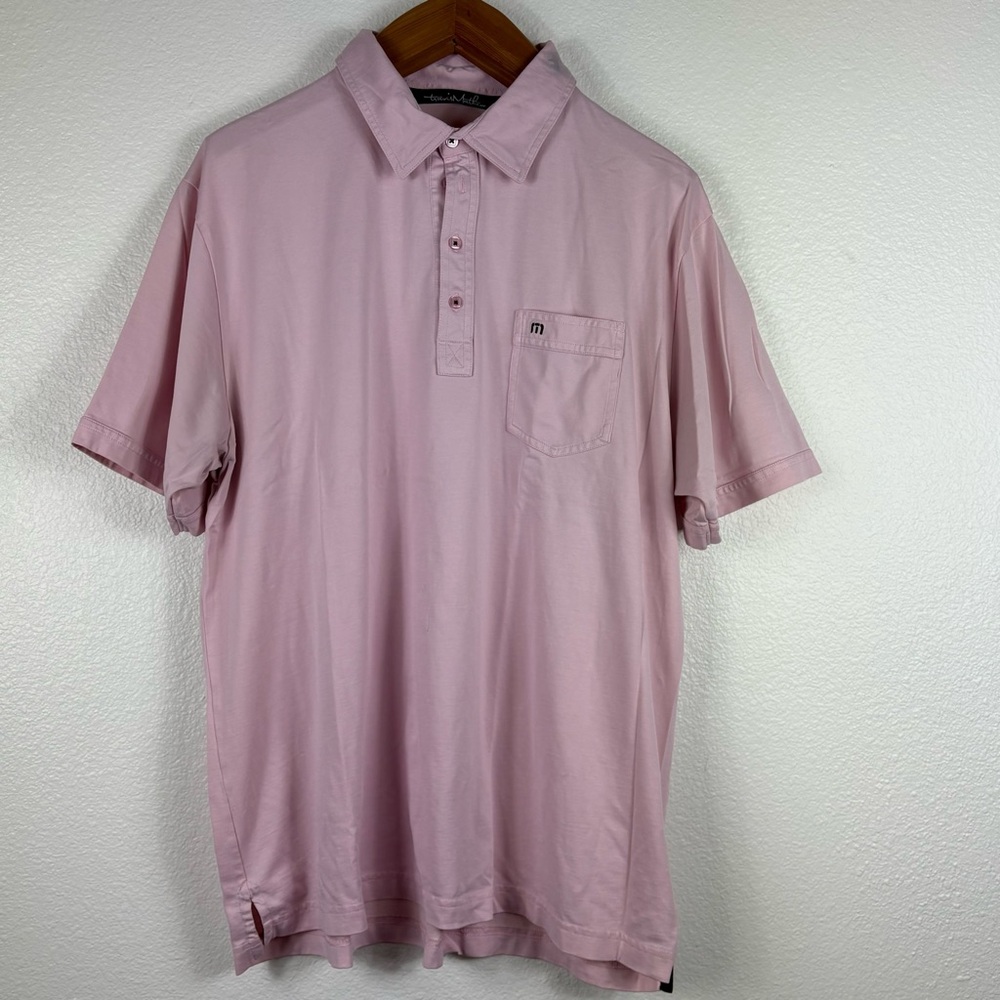 Travis Mathew Pale Pink Short-Sleeve Polo with Chest Pocket